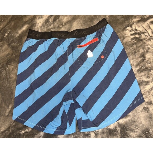 Medium Zoot 8 inch “Ironman Triathlon” board shorts blue stripe 8" Beach Swim - Picture 2 of 4